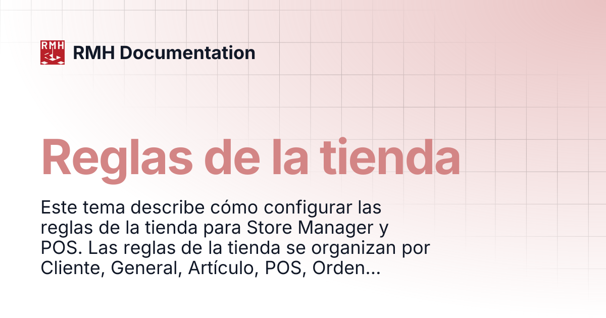 Reglas de la tienda | RMH Documentation
