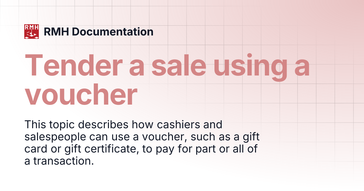 Tender a sale using a voucher | RMH Documentation
