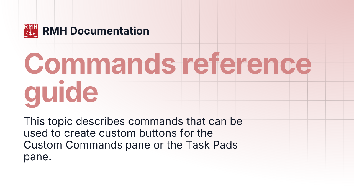 Commands reference guide | RMH Documentation