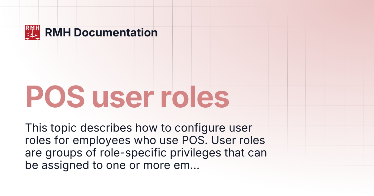 POS user roles | RMH Documentation