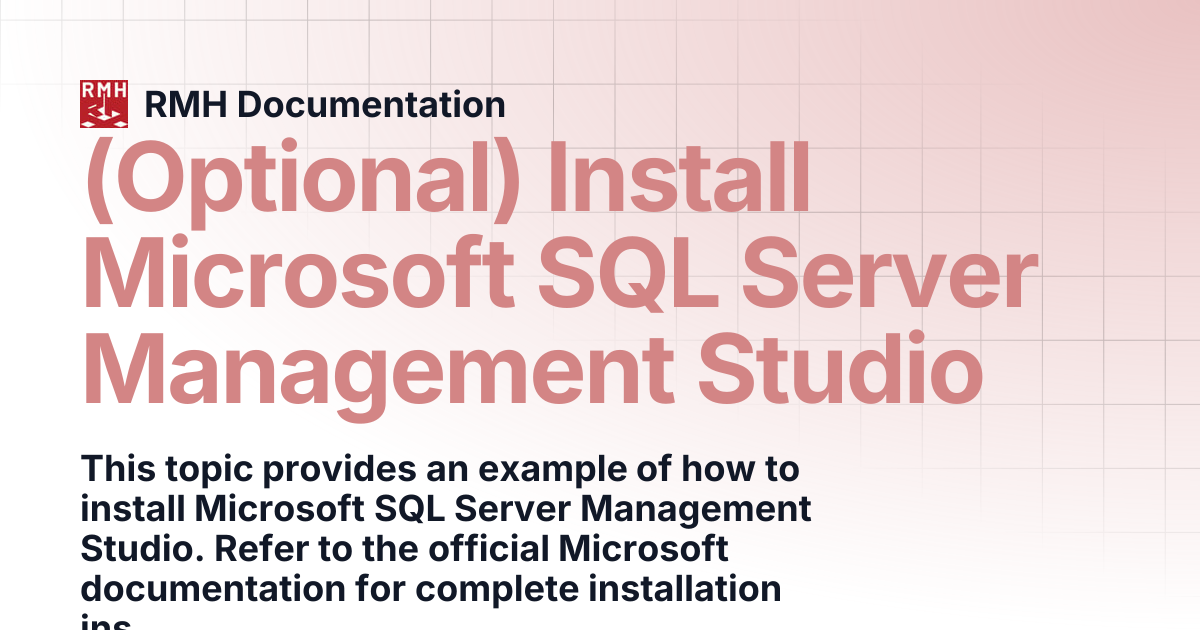 (Optional) Install Microsoft SQL Server Management Studio | RMH ...
