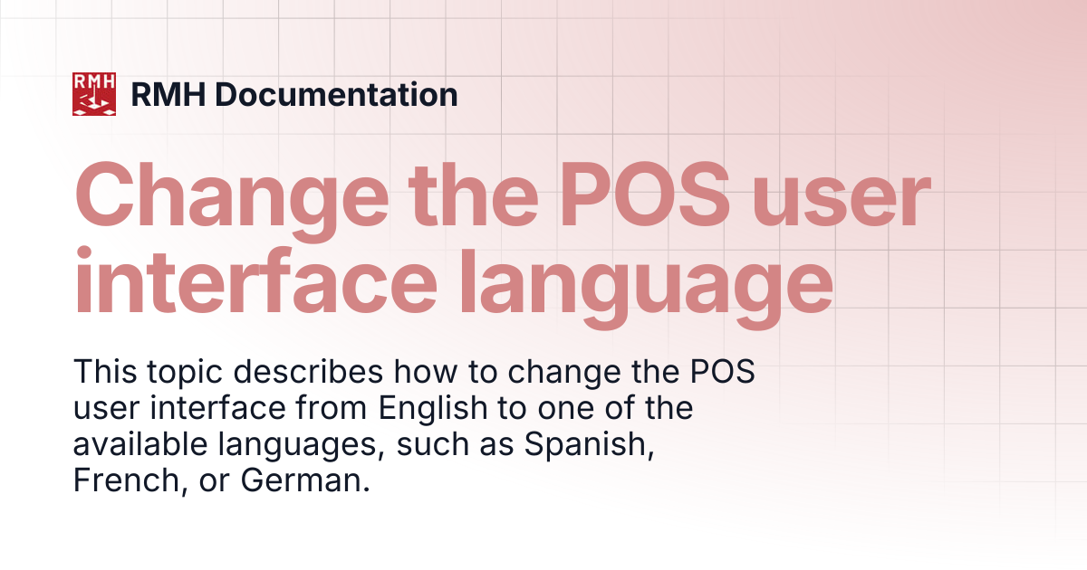 Change the POS user interface language | RMH Documentation