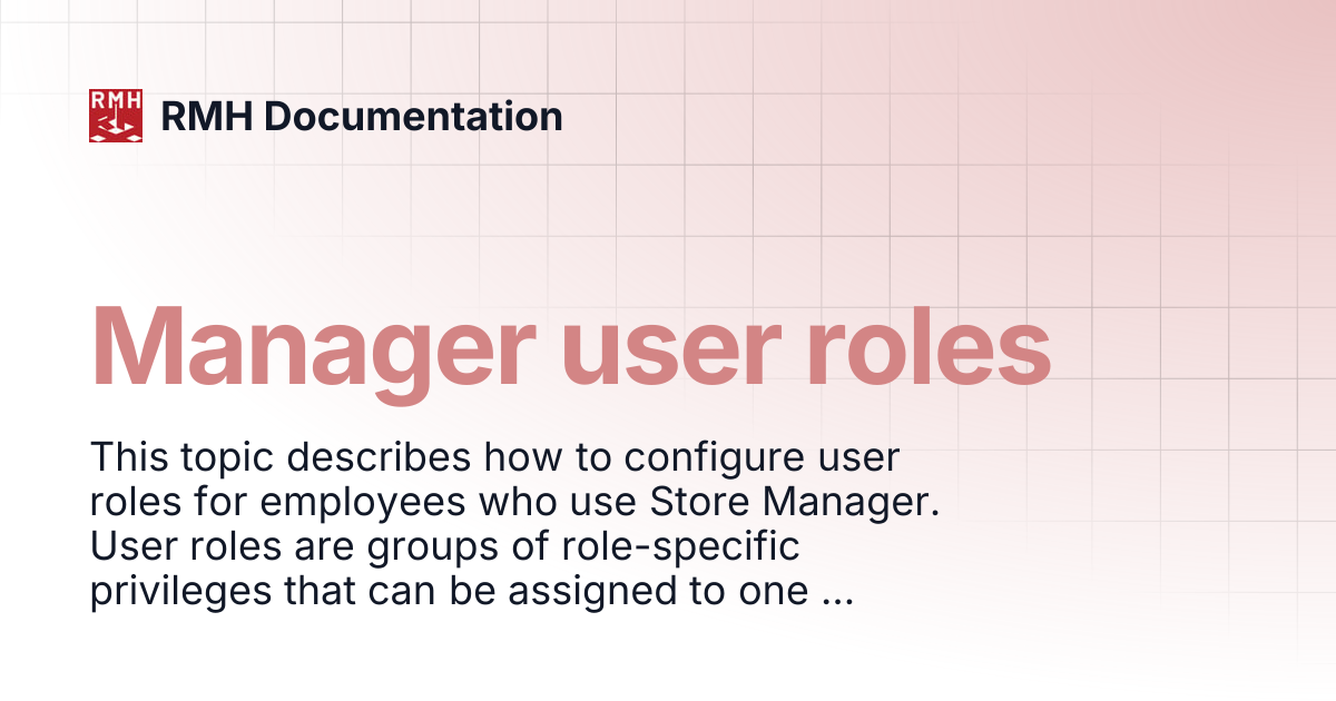 Manager user roles | RMH Documentation
