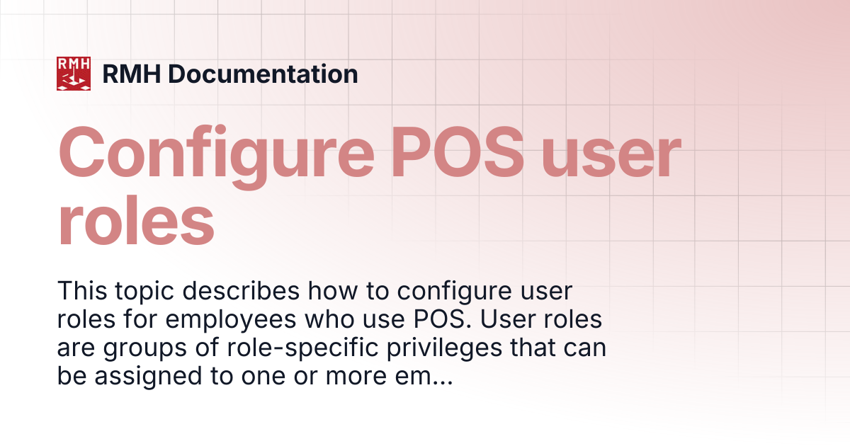 Configure POS user roles | RMH Documentation