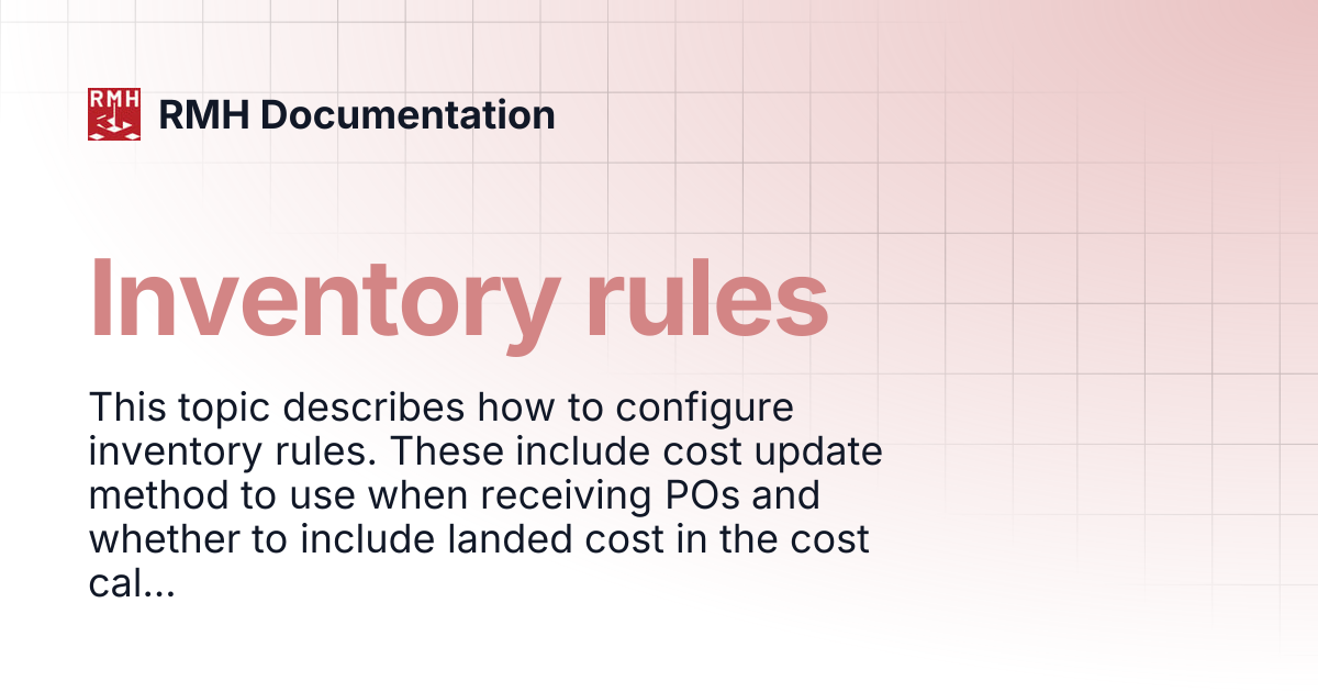 Inventory rules | RMH Documentation